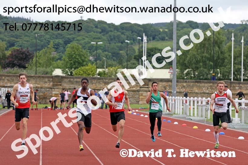 Mens under-20s 100 metres, EAP International Combined Events, Hexham Northumberland. Photo: David T. Hewitson/Sports for All Pics